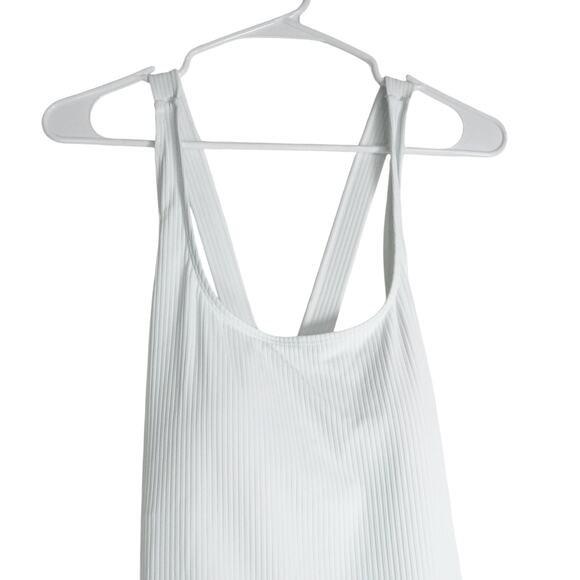 Flaws Andie Swim Women's Tulum White Ribbed Swimsuit Large Tall Long Torso 5175 - Picture 5 of 11